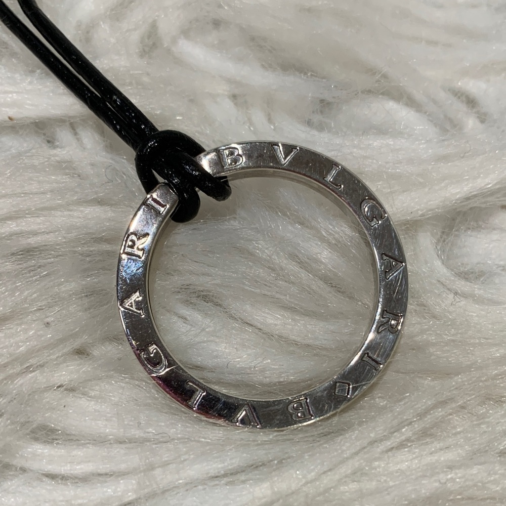 BVLGARI Sterling Circular Pendant Keychain Convertible to Necklace Silver